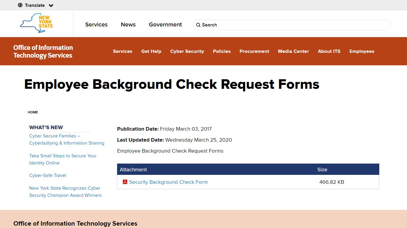 Employee Background Check Request Forms | New York State Office of ...