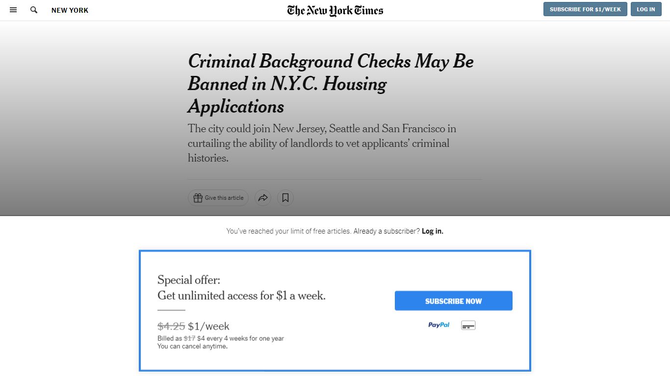 New York City May Ban Tenant Criminal Background Checks - The New York ...